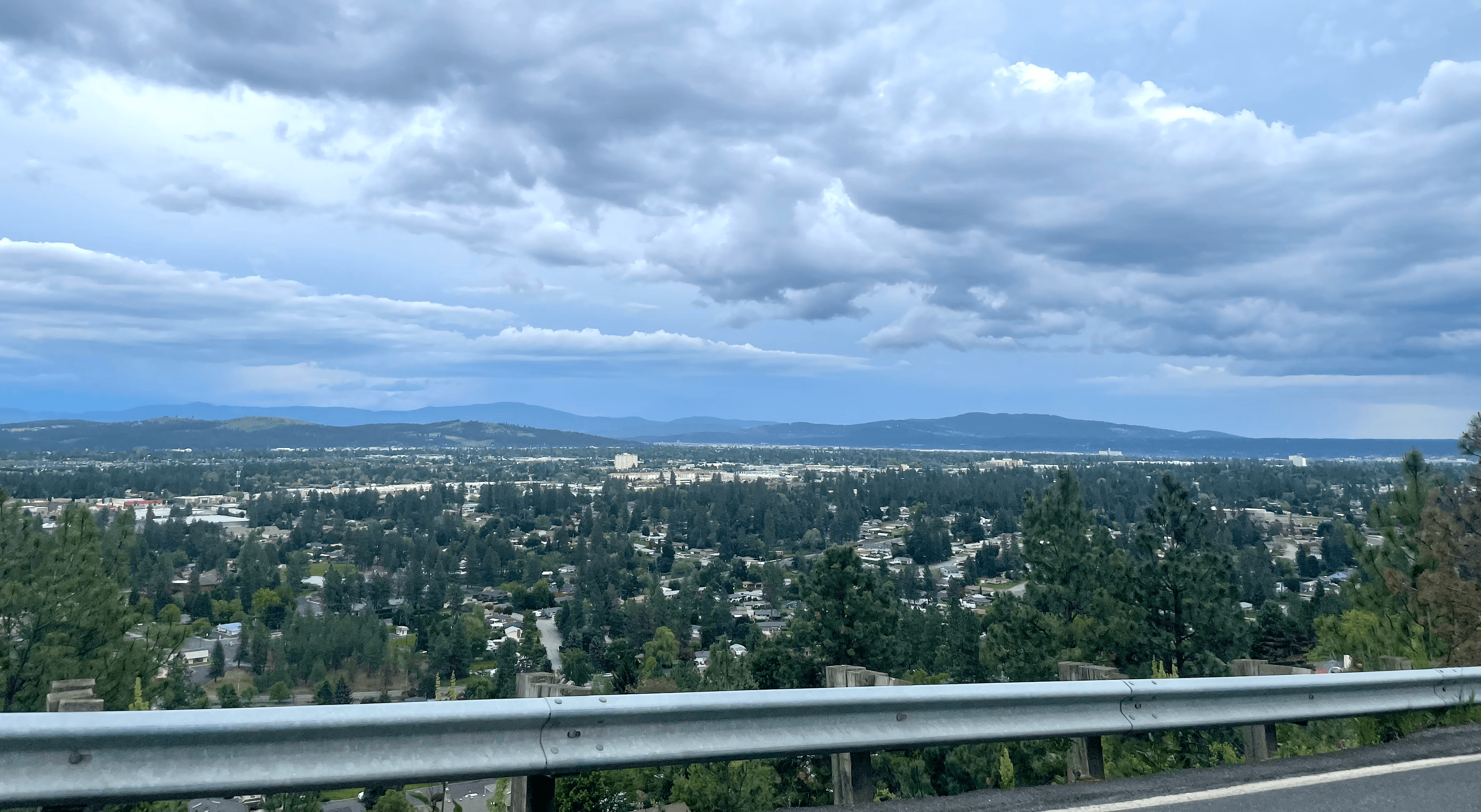 View southeast across Spokane from Five Mile Prairie in a contextual photograph taken before the August 2026 Old Trails fire