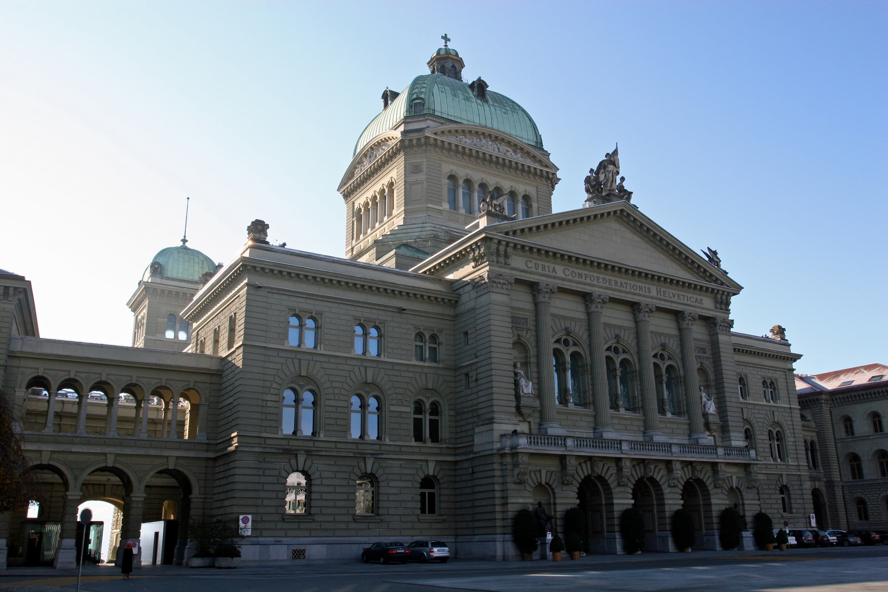 Federal Palace in Bern, photographed in November 2005; historical context image, not the 2026 referendum