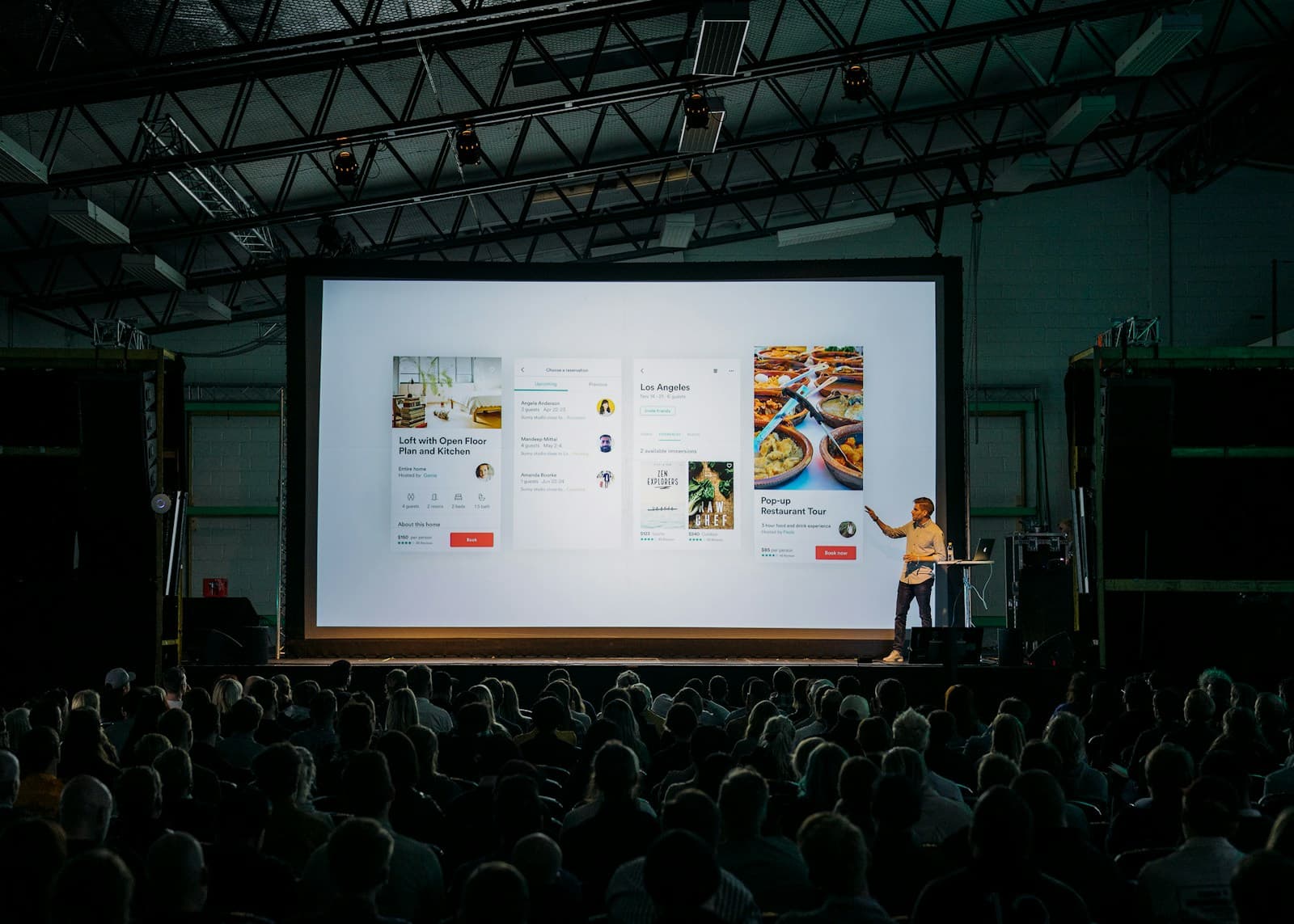 A technology conference presenter speaking to an audience