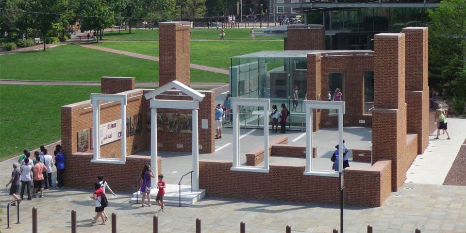 The President's House Site exhibit at Independence National Historical Park in Philadelphia.