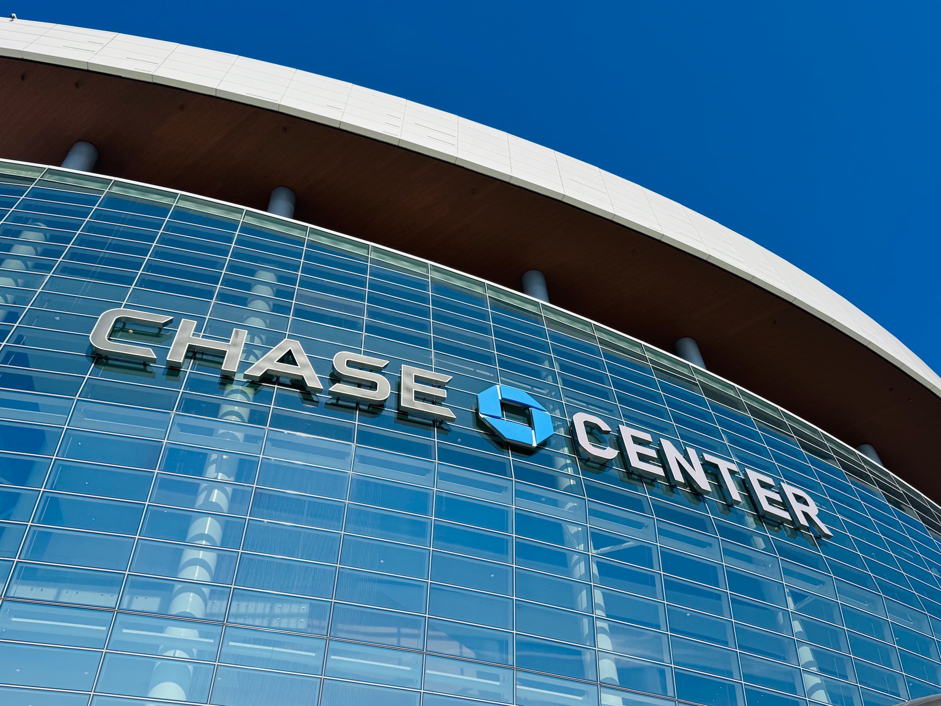 Chase Center exterior photographed by Sarah Stierch on August 31, 2025; historical venue context, not Game 2 action.