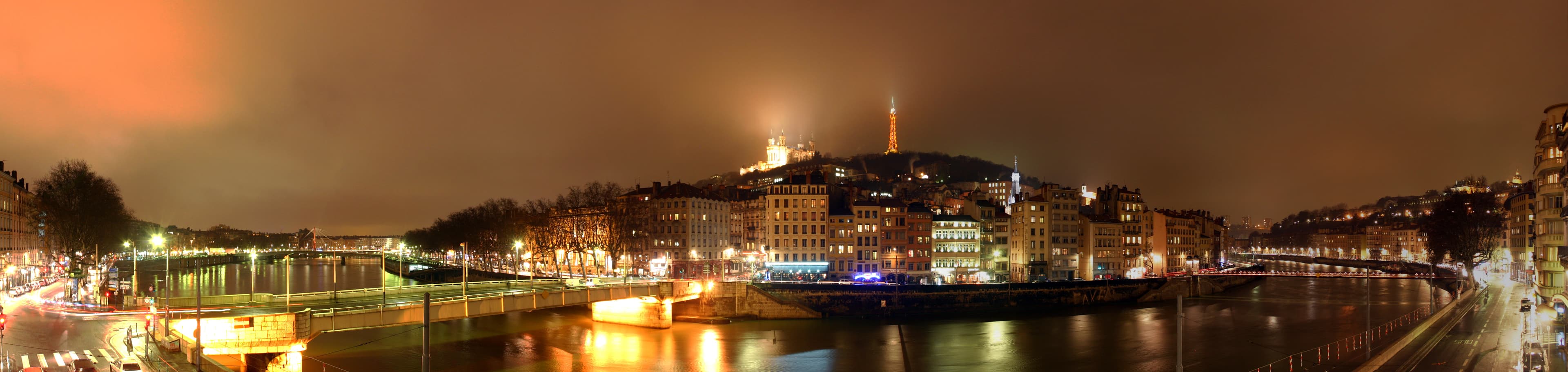 Historical panorama of Lyon, the Saone river and Fourviere; Gloumouth1, January10,2013. City context, not the patient or infection location.