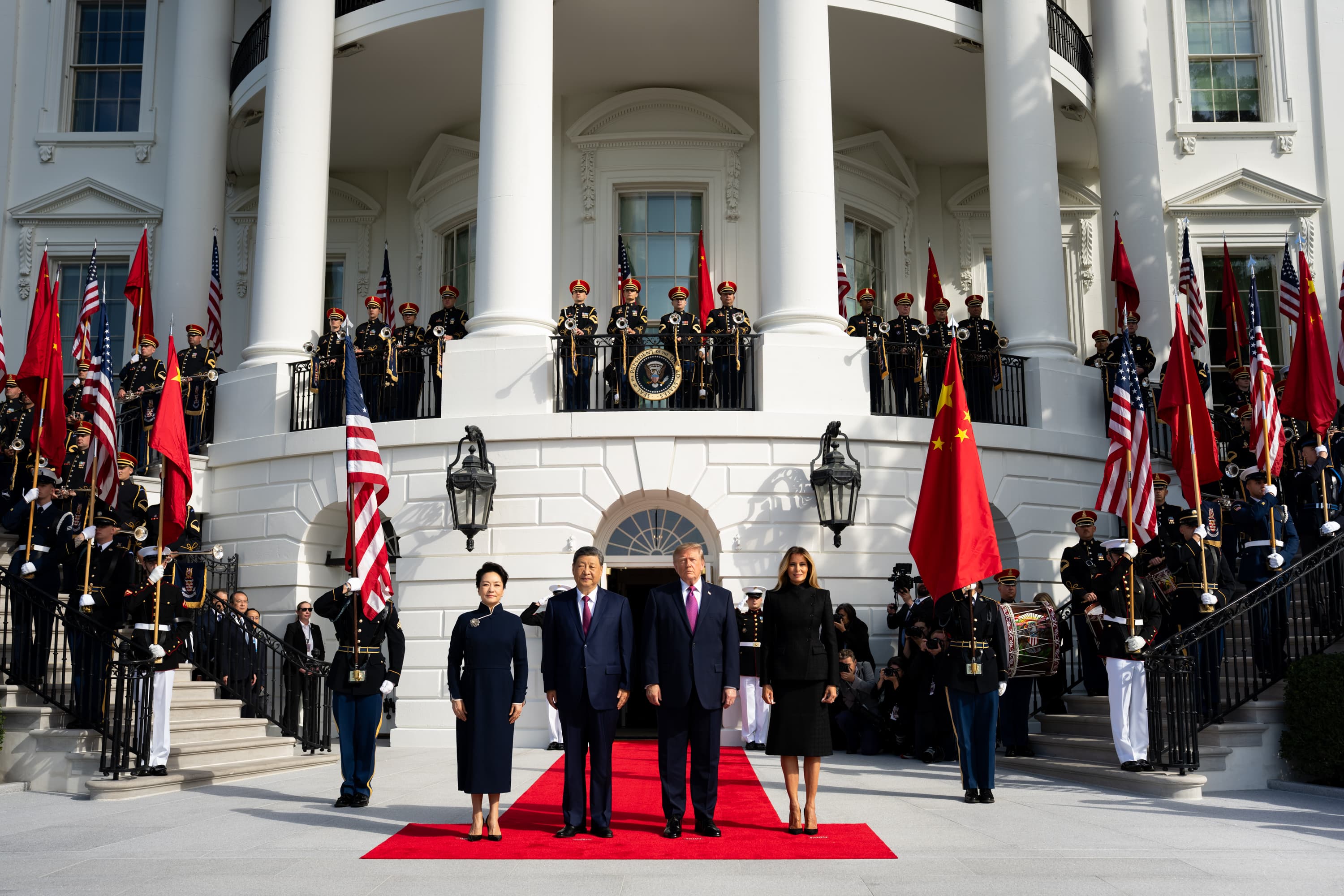 Donald Trump and Melania Trump welcome Xi Jinping and Peng Liyuan at the White House on September 24, 2026.